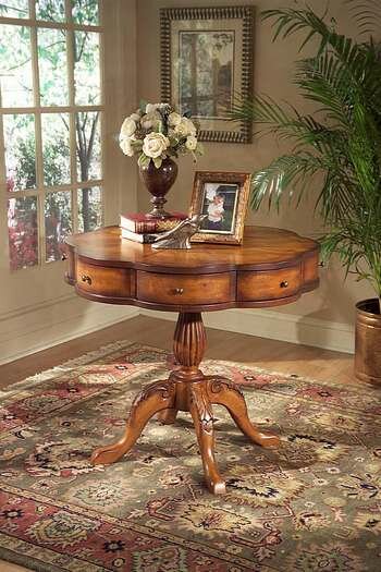 Chatham Olive Ash Burl Clover Pedestal Table