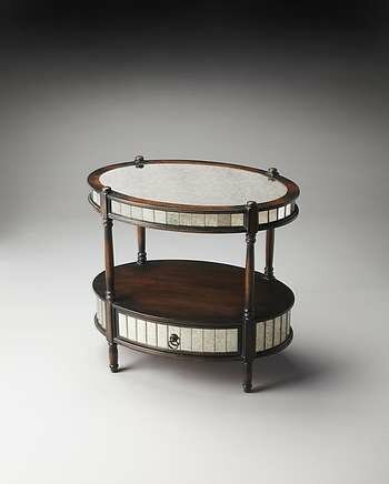 Butler Artists' Originals Barrington Mirrored Pecan Oval Accent Table - 0822316