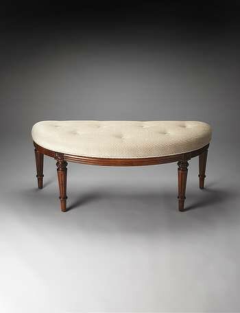 Butler Masterpiece Tamara Olive Ash Burl Demilune Bench - 1120101
