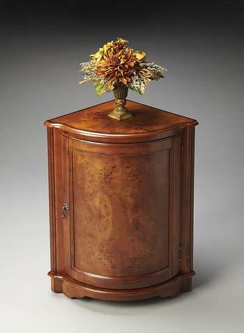 Butler Specialty Olive Ash Burl Corner Cabinet - 2115101