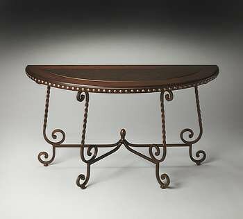 Nottingham Metal Wood Demilune Console Table