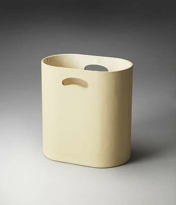 Butler Lido Cream Leather Storage Basket - 2735287