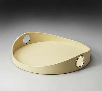 Butler Lido Cream Leather Serving Tray - 2780287