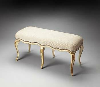 Butler Artists' Originals Michelline Cream & Gold Painted Bench - 2902221