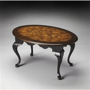 Butler Artists' Originals Grace Black & Tan Inlay Oval Cocktail Table - 3012283