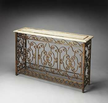 Butler Contessa Iron & Fossil Stone Console Table