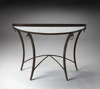 Butler Marilyn Metal Mirror Demilune Console Table
