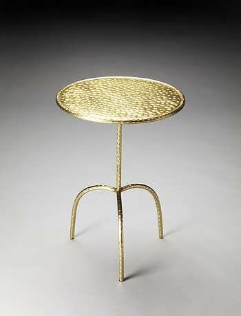 Butler Industrial Chic Founders Brass Finished Pedestal Table - 3324025