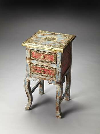 Butler Artifacts Nador Painted Brass Inlay Chairside Table - 3331290