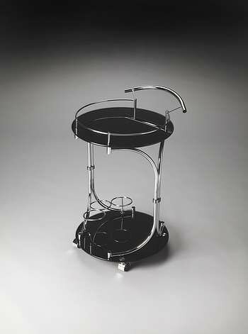 Butler Loft Lola Black Glass Serving Cart - 3396309