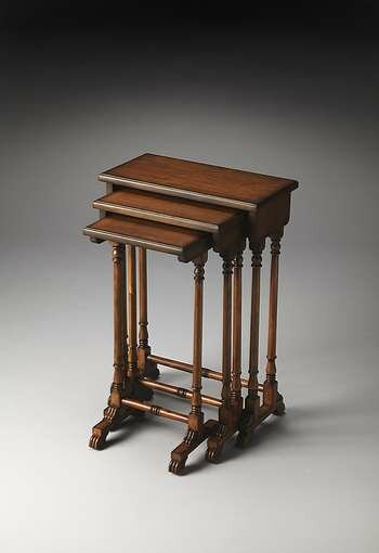 Butler Plantation Cherry Dunham Olive Ash Burl Nesting Tables - 3400101