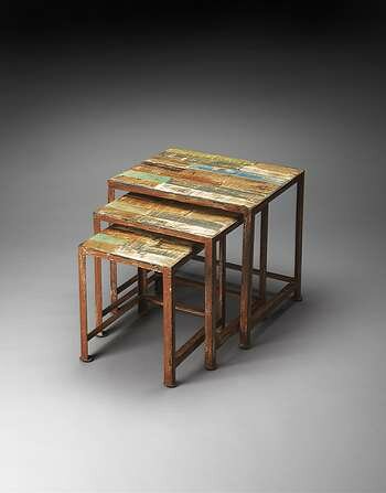 Butler Artifacts Decatur Recycled Wood & Iron Nesting Tables - 3495290