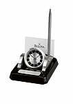 Bulova Consul Silvertone/Blk Table Clock - B7249