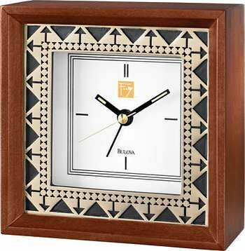Frank Lloyd Wright Beth Sholom Quartz Table Top Alarm Clock by Bulova - B7766