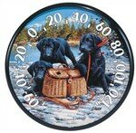 Chaney 01678 12.5" "Black Lab Puppies" Wall Thermometer