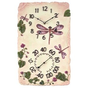 Chaney Instruments 11-Inch x 18-Inch Dragonfly Clock/Thermometer Combo