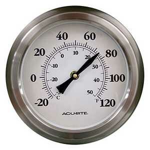 Chaney 02320 8" Platinum Finish Analog Wall Thermometer