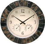 Acu-Rite 02418 14-inch Faux-Slate Wall Clock Thermometer, Hygrometer