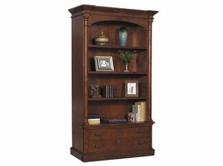 Executive Bookcase Center in Weathered Cherry Finish