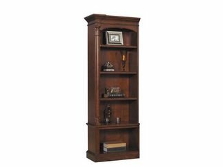Executive Right Pier Bookcase in Weathered Cherry Finish