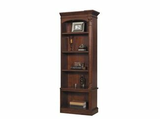 Executive Left Pier Bookcase in Weathered Cherry Finish