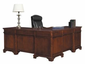 Executive L-Shaped Desk in Weathered Cherry Finish