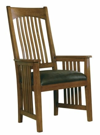 Hekman Furniture Arm Chair-Leather Seat in Mission Pte Finish - 8-4003