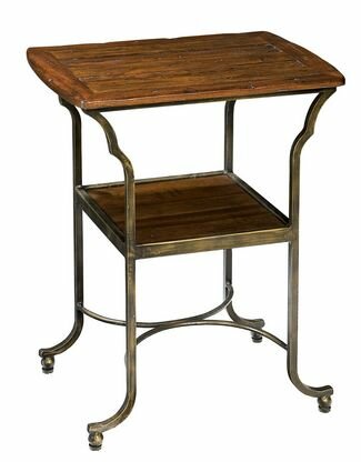 Metal Base Side Table in Cognac Finish