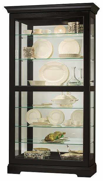 Howard Miller 680-538 Tyler II Curio Cabinet in Black Satin