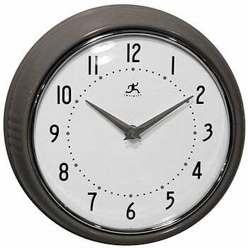 Infinity Instruments Retro Round Metal Wall Clock in Iron - 10940-IRON
