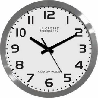 La Crosse 16" Stainless Steel Atomic Analog Clock White Dial WT-3161WH