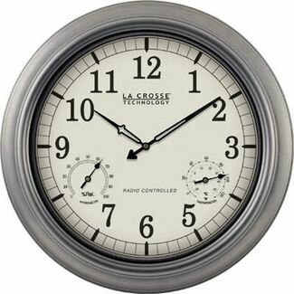 La Crosse Technology 18" Pewter Analog Atomic Clock - WT-3181P-DT