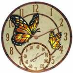 StoneWorks 14" Mosaic Butterflies Clock w/ Thermometer - 91019