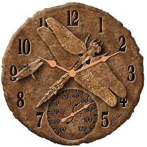 MetalWorks 14" Copper/Gold Dragonflies Combo Clock Thermometer - 91500