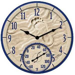 StoneWorks 14" By the Sea Clock Thermometer Combo - 91501