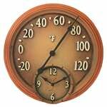MetalWorks 12" Copper Variations Metal Thermometer w/ Clock - 91557