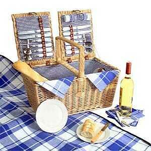 Sutherland Coastal Picnic Basket for 4 - SP127 - Blue & White Checker