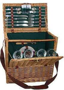 Sutherland Piccadilly Picnic Basket Hunter Green Lining