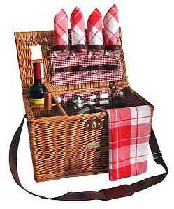 Sutherland Bistro Picnic Basket for 4 - SW502 - Red & White Checker