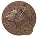 Whitehall Antique Copper Labrador Thermometer Clock Combo - 01809